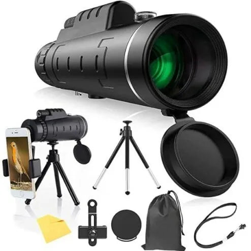 40x60 High Power Monocular Telescope – BAK4 Prism, Waterproof, HD Zoom for Bird Watching, Hiking & Travel