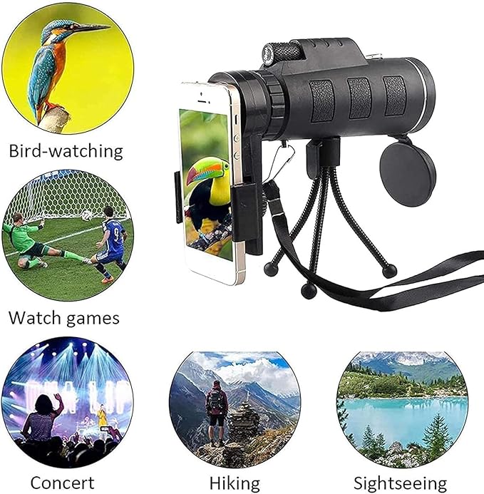 40x60 High Power Monocular Telescope – BAK4 Prism, Waterproof, HD Zoom for Bird Watching, Hiking & Travel